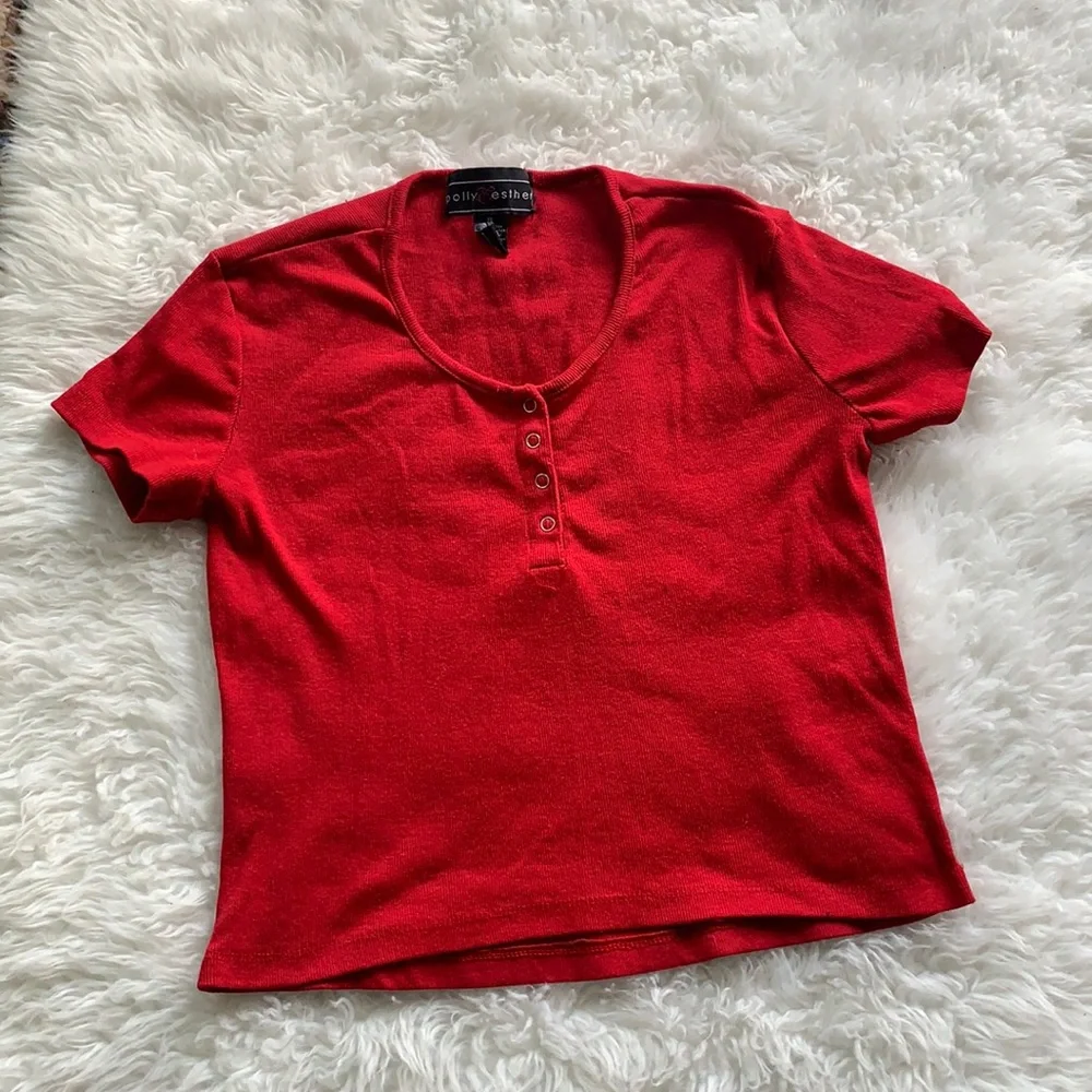 Vintage Polly Esther T-shirt read ribbed 2000s cute - Picture 1 of 3